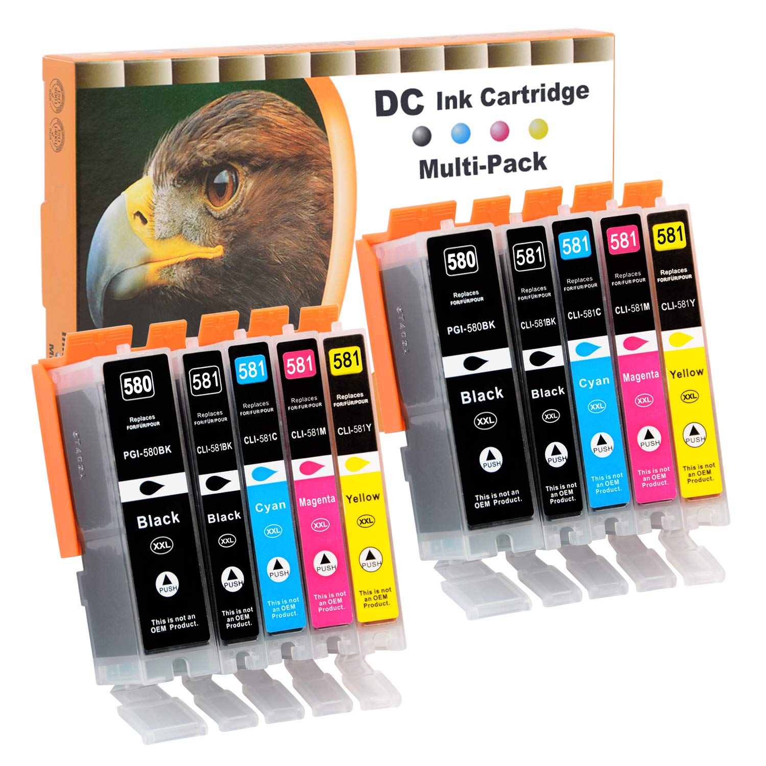 D&C Compatible Ink Cartridge Replacement for Canon PGI-580 CLI-581 for Canon Pixma TR7550 TR8550 TS6150 TS6151 TS6250 TS8150 TS8151 TS8152 TS8250 TS9150 TS9155 TS9550 (10-Pack)