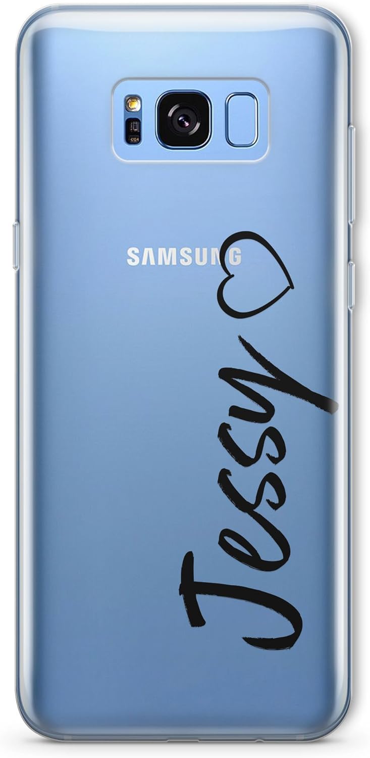 SmartGiftShop Personalised Clear Opaque Heart Initial Name Phone Case Cover for iPhone Samsung Samsung Galaxy S8 Plus/Black