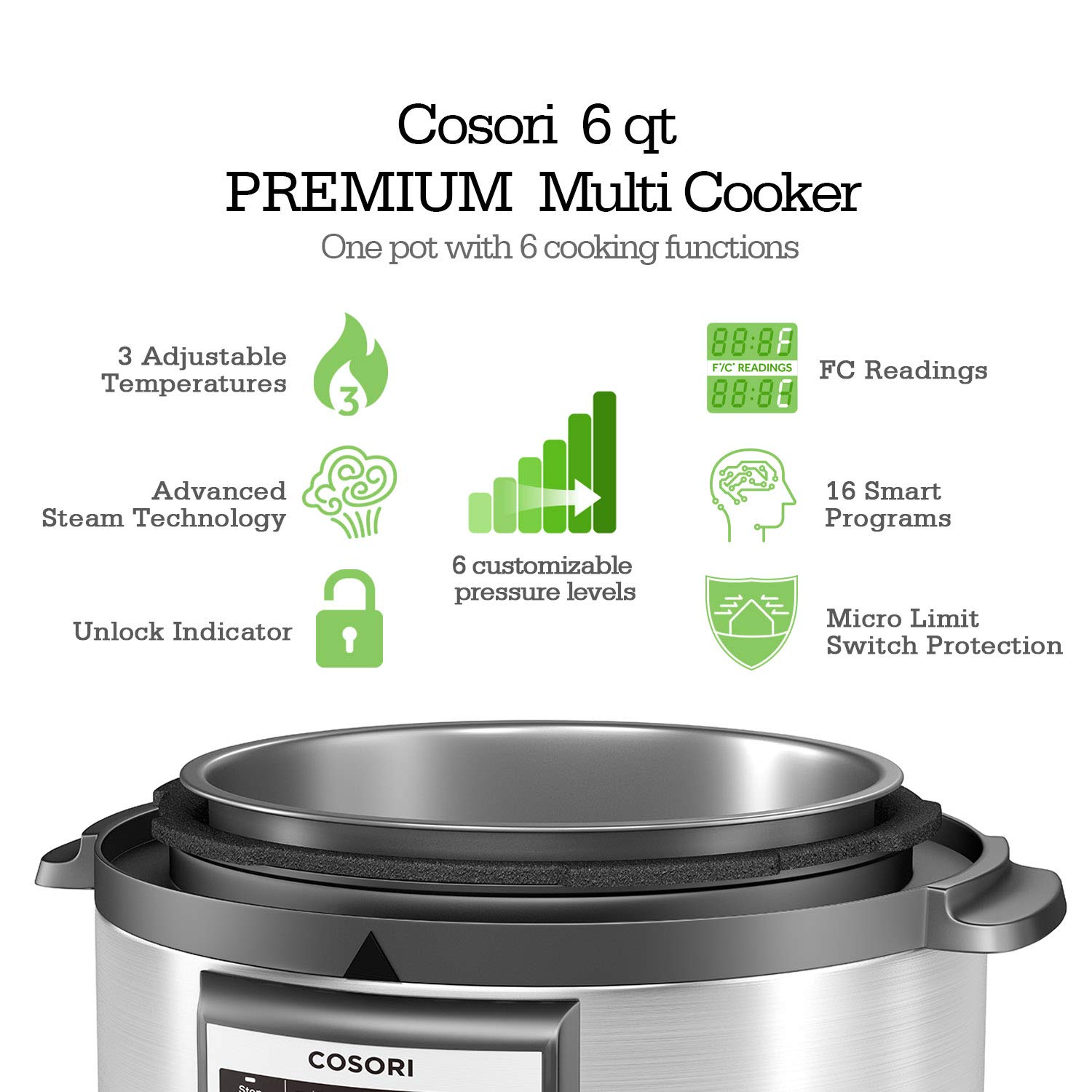 COSORI 6 Quart 8in1 MultiFunctional Programmable Pressure Cooker, Slow eBay