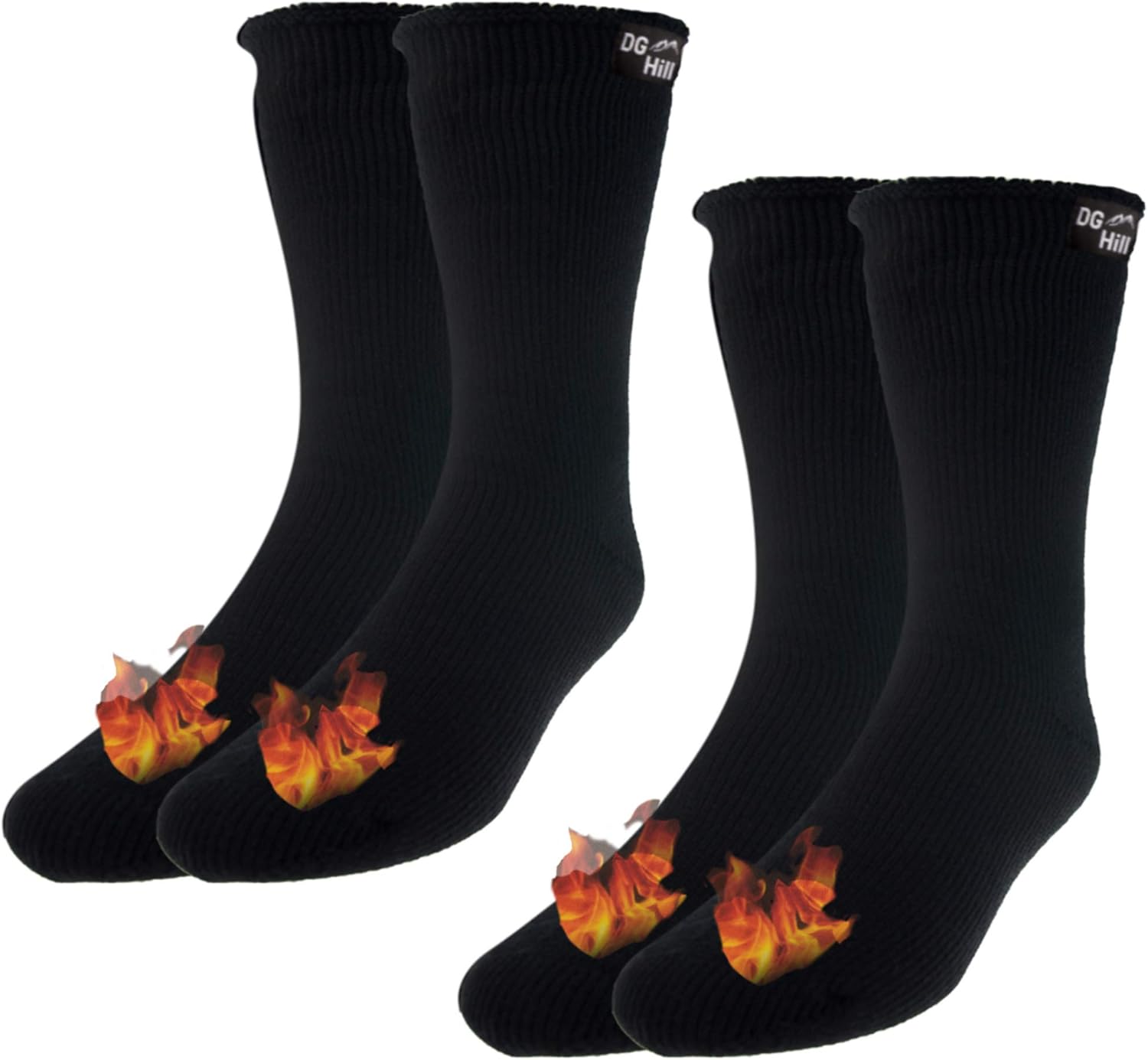 2 Pairs of Mens Thick Heat Trapping Insulated Boot Thermal Socks Pack Warm Winter Crew For Cold Weather at  Men’s Clothing store
