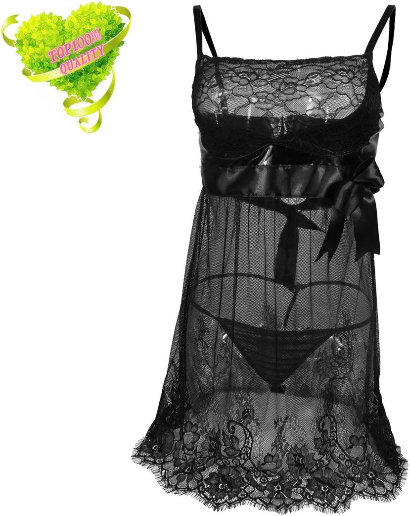 Amkylin Womens Sexy Lingerie Nightwear Sleepwear Underwear Babydoll with G-string