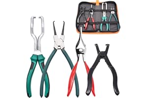 maierke 4PCS Fuel Line Pliers Quick Release Remover Set，including Hose Remover Pliers,9 Inch Fuel Filter Caliper,Hose Pipe Clamp Clip and 80 Degree Disconnect Plier M1-055-kit