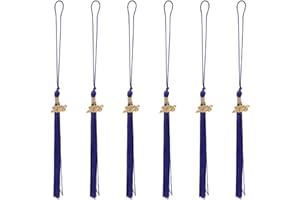ORFOFE 6pcs 2026 Graduation Tassel Charms for Graduate Cap, Doctoral Hat Pendants in Navy Blue, Graduation