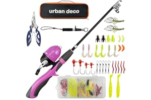Urban Deco Kids Fishing Pole Set Portable Telescopic Kids Fishing Rod and Reel Combo Kit with Tackle Box for Beginners, Boys,