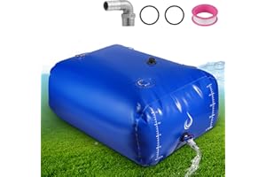 LANUEVA 158 Gal/600L Portable Water Storage Bladder, 1000D PVC Foldable Water Tank with Spigots and Overflow Kit, Water Storage Containers for Emergency Water, RV, Irrigation&Camping (Blue, 600L)