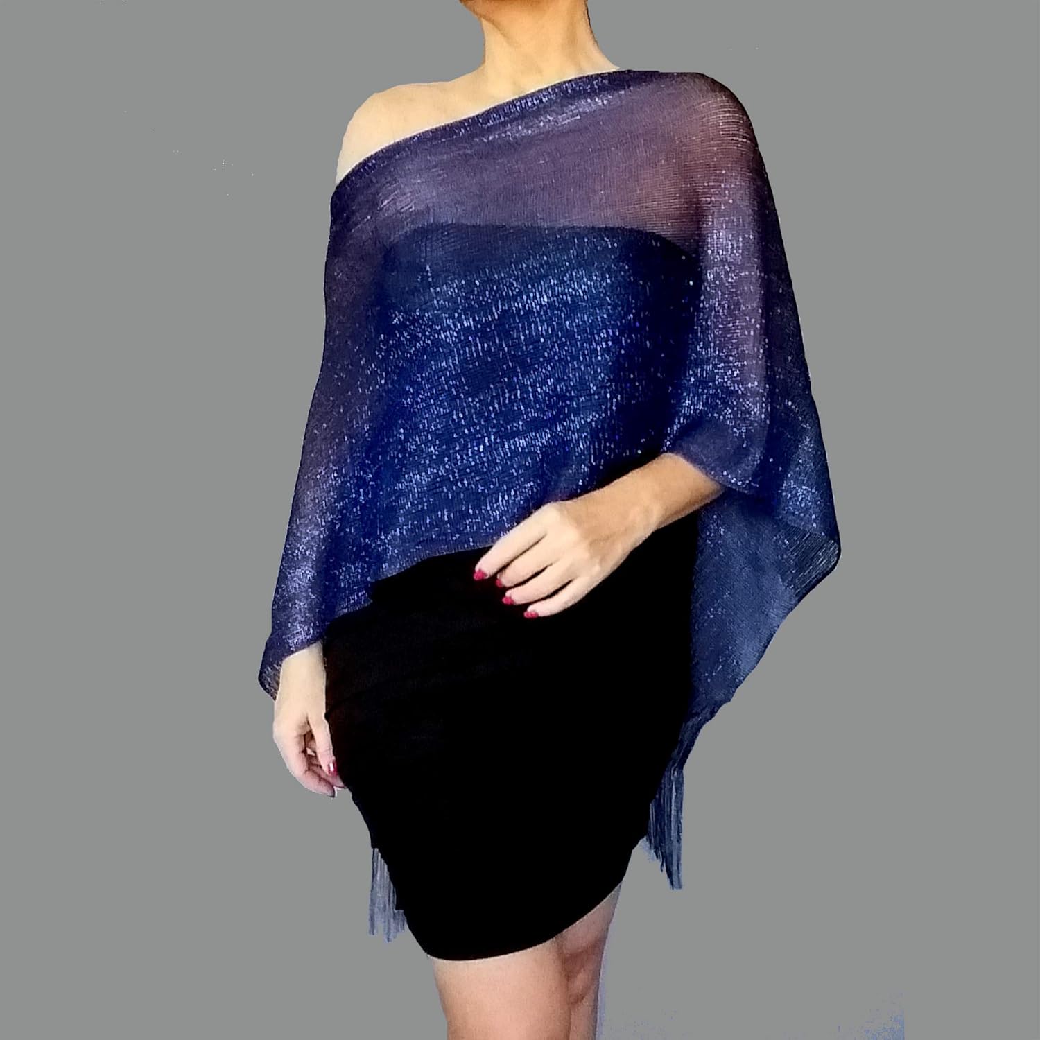 navy blue evening wrap