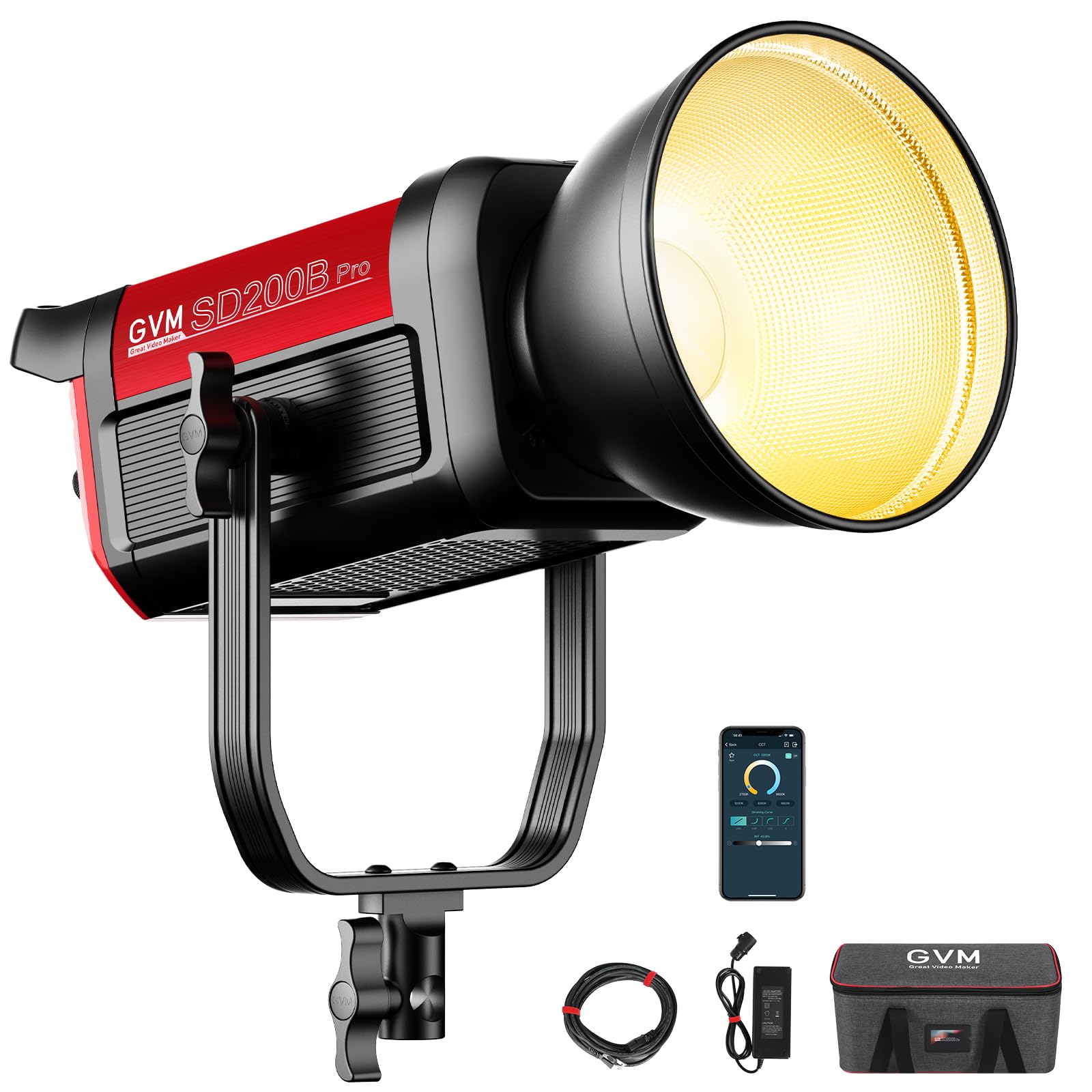 Photo 1 of GVM 200W LED Video Light, PRO SD200B Photography Lighting Kit with Bluetooth Mesh Network/DMX Control, 2700K-6800K Studio Light Continuous Lighting Kit for YouTube,Film, 45400lux/1m, 12 Scene Effects