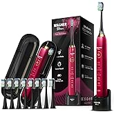 Wagner Stern The Ruby Red Edition ultrasonic whitening Electric Toothbrush Features Five Brushing Modes, Eight Soft Brush Heads, and a Premium Travel case.