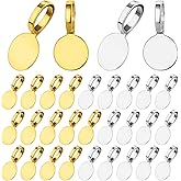 100 Pcs Bails for Jewelry Making Gold & Silver on Flat Pad Bails Round Pendants Charms Connector Hanger Glue On Pendant Bail for Pendants DIY Craft Jewelry Making Accessories (50 Gold+50 Silver)