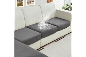 NAISI Waterproof Couch Cushion Covers Thick Velvet Fabric Washable Sofa Slipcovers 3 Pieces Individual Sectional Couch Covers with Elastic Bottom(3 Pcs for 3-Seat or Backrest,Grey)
