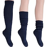 AWS/American Made Slouch Socks Cotton Scrunch Knee High Extra Long and Heavy Socks