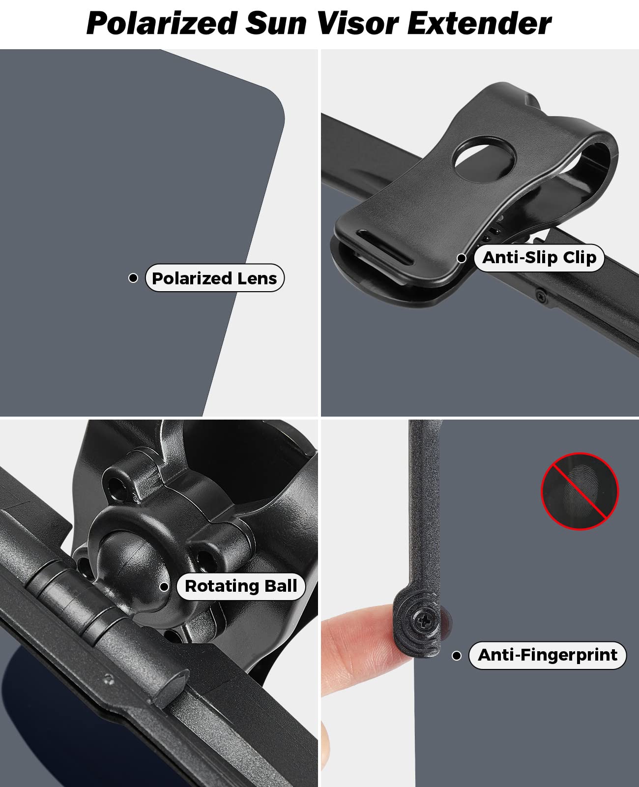 JOYTUTUS Sun Visor Extender for Car, Universal Anti-Glare Polarized Sun Visor Easy to Install, UV400 Visor Extension Protect from Glare/UV Ray/Stray Light, Safe Driving for Car