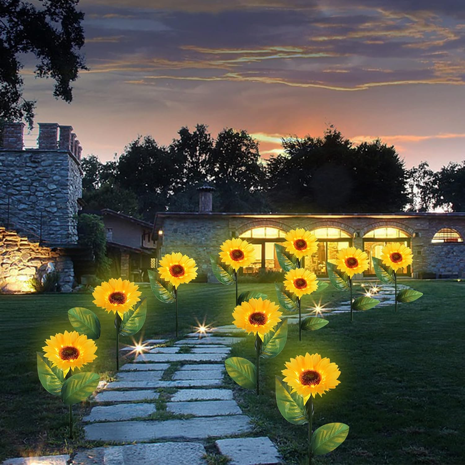 IOYOI Solar Sunflower Lights, Outdoor Decorative Solar Lights, Waterproof Solar Powered Sunflower Lights, Garden Solar Stake Lights for for Patio Lawn Garden Yard Pathway Decoration : Garden & Outdoor