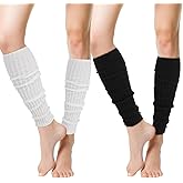 Gsbnjuy Leg Warmer for Women 2 Pairs Leg Warmers 80s Winter Extra Long Leg Warmer Ribbed Knitted Long Socks Knitted Stirrup Legs Warmers for Yoga Ballet Dance