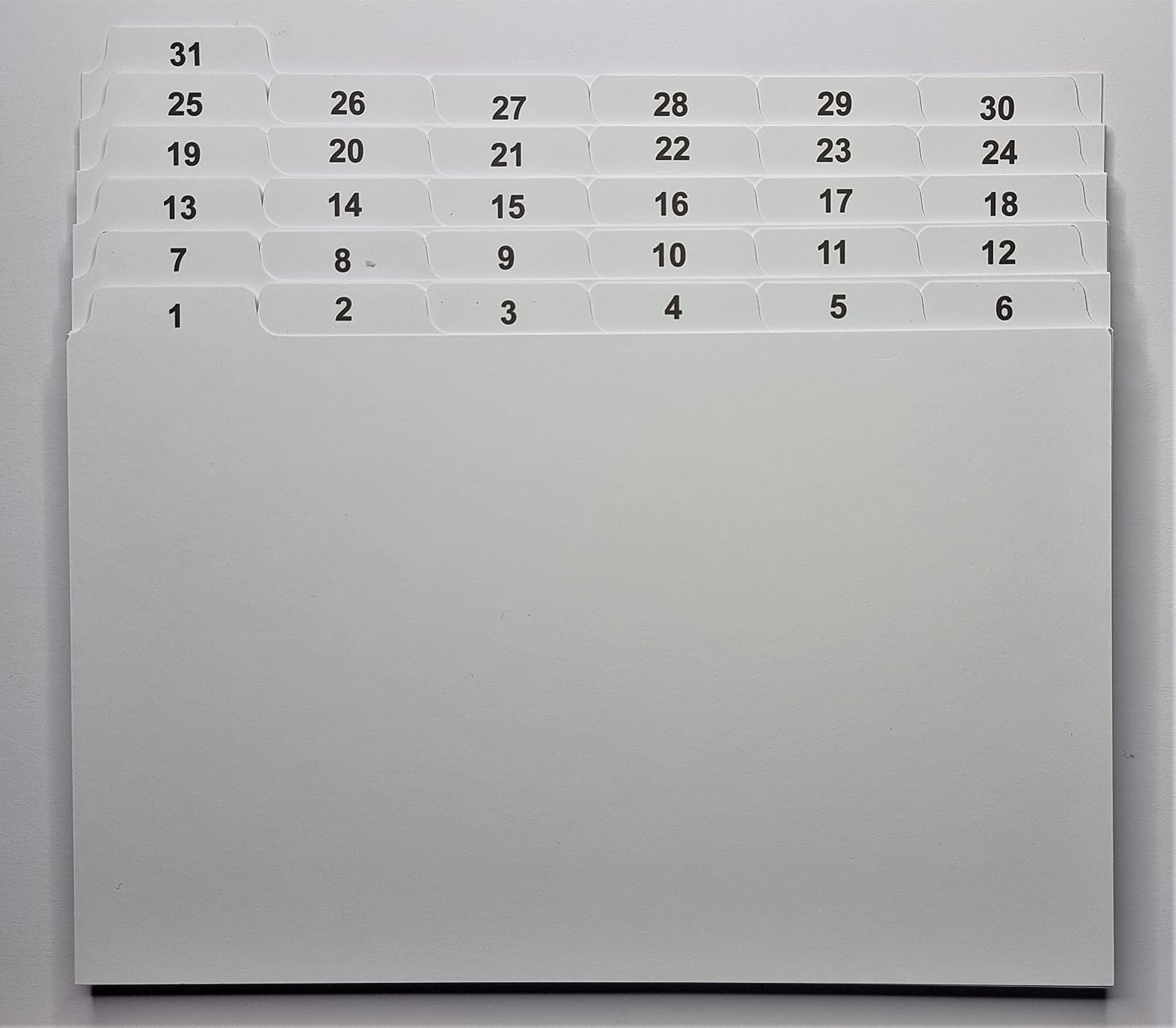 1-31 Daily Index Cards Days of Month Record Guides 8x5, 6x4, 5x3 Dividers Tabs : UK (5x3)