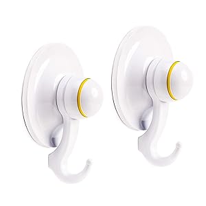 Qmagic Patented Technological Strong Vacuum Suction Cup Hooks - Suitable for Rough Surfaces - Heavy Duty Hooks Organizer for Towel, Robe, Loofah - Removable - Reusable - Cup Diameter 72mm (White, 2)