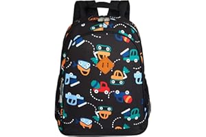 JinBeryl 15 Inch Toddler Backpack Boys, Kids Backpack for Preschool or Kindergarten, Cartoon Truck Black
