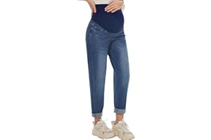 AVOG Maternity Boyfriend Jeans High Waisted Stretchy Denim Pregnancy Pants with 4 Pockets