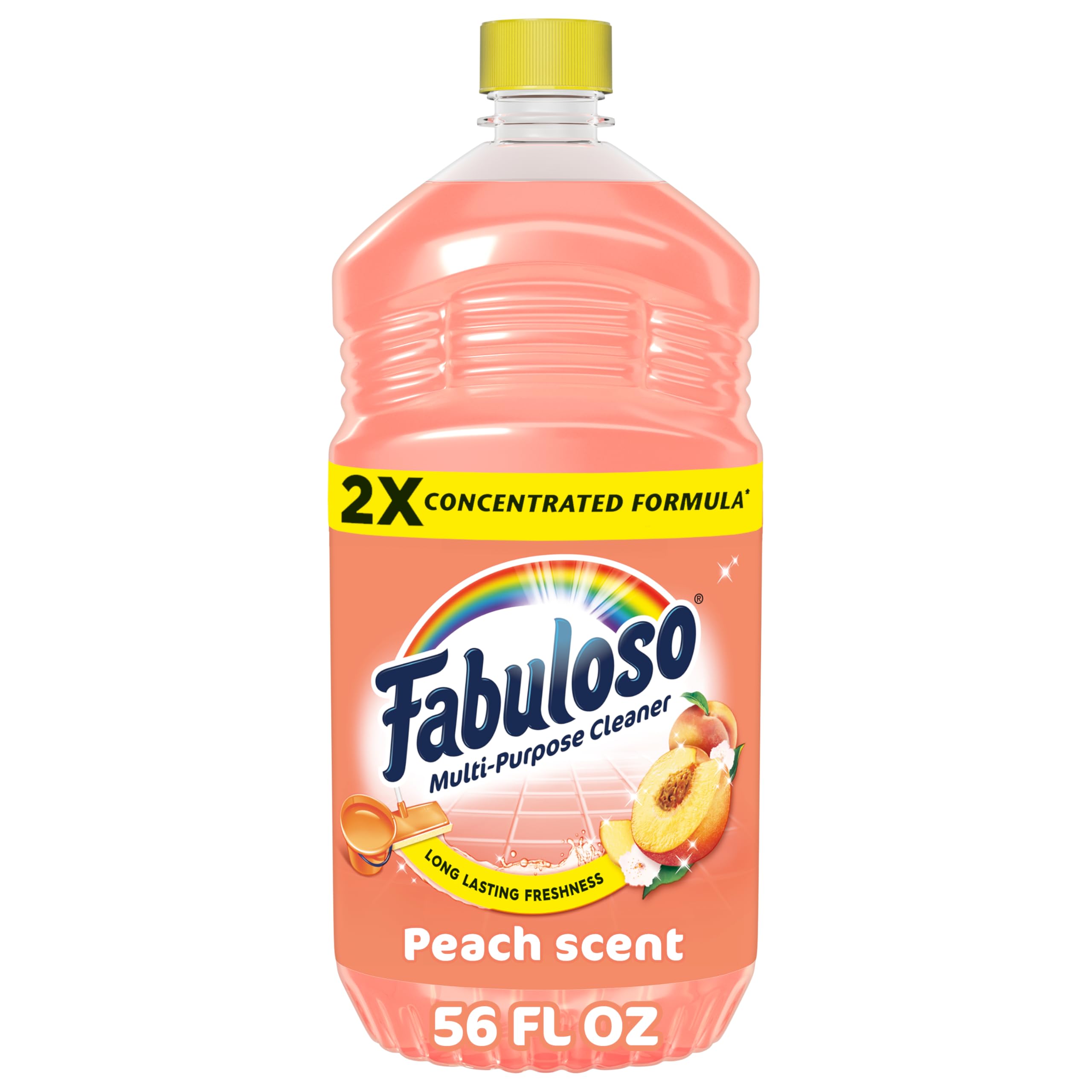 Fabuloso 2X Multi-Purpose Cleaner, No Rinse Floor Cleaner, Long-Lasting Freshness, Peach Scent, 56 fl oz