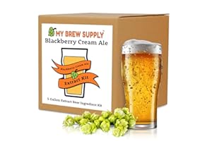 My Brew Supply Blackberry Cream Ale Extract Kit | Golden Light & Pale Dry Malt Extract | Natural Blackberry Flavoring | Willamette Pellet Hops | Fermentis Safale Yeast | Corn Sugar | 5 Gallon Yield