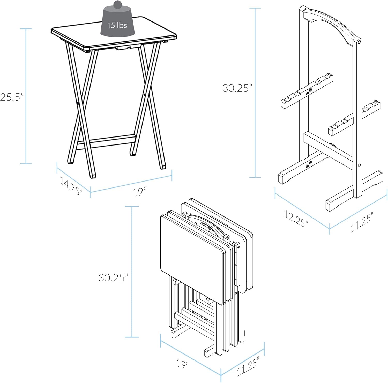 Casual Home 5pcs Tray Table Set, White (New): Furniture & Decor