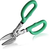 SK 10" Tin Snips for Cutting Metal Sheet, Bent Compound Action Metal Shears | High-leverage Design Reduces Effort by 40%, Heavy Duty Metal Cutter Scissors, Bolt Locking, Induction-Hardened Blades
