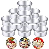 Nuenen 12 Pcs Round Cake Pans Aluminum Round Mold Smash Cake Baking Cheesecake Pans for Home Party Baking Supplies (4 Inch)