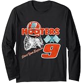 Hooters Start Your Engines Checkered Flag Retro Owl Racing Long Sleeve T-Shirt