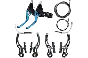 Lomodo 6 Pieces Bicycle Brake Accessories Including 2 Pack Aluminium Alloy Brake Levers (2.2 cm in Diameter) and 2 Pair V Brake Set and 2 Pack Brake Wire for Mountain/Road/MTB Bike (Blue)