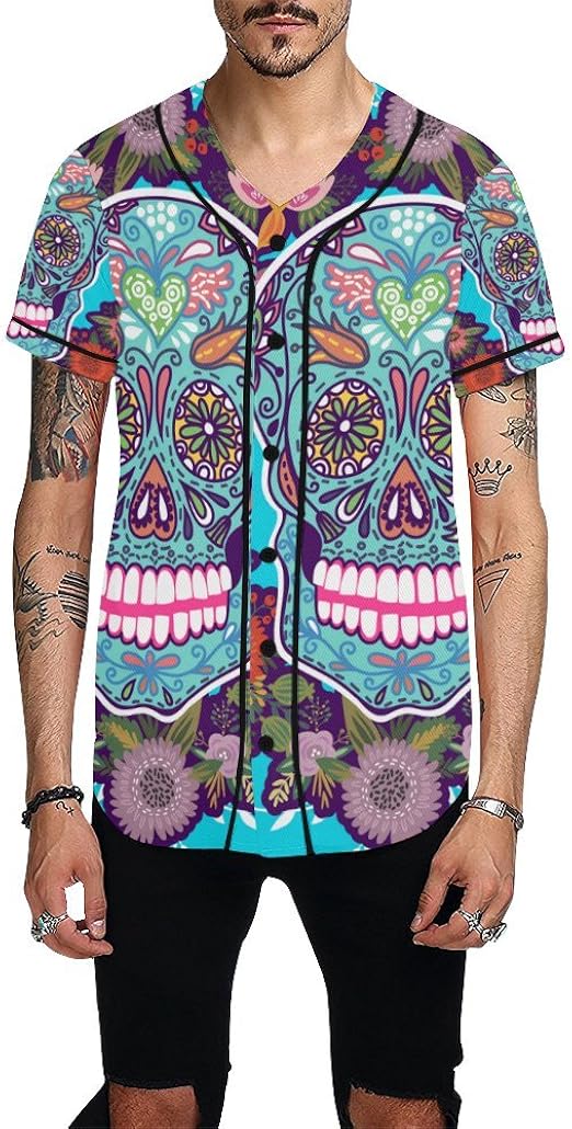 dia de los muertos button up shirt