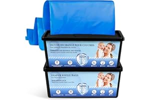 MooMoo Baby Disposable Diaper Pail Refill Bags Compatible with Diaper Genie Signature & Platinum System, Max Odor Lock, 60 Ba