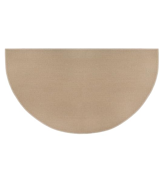 PLOW & HEARTH 32″X60″ HALF ROUND FLAME RESISTANT HEARTH RUG | 2 LAYER FIBERGLASS MAT | PROTECT HARDWOOD/CARPET FROM SPARKS & EMBERS WOOD STOVE (TAN)