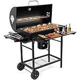 SUNLIFER Charcoal BBQ Grills Outdoor: Spacious Barrel Barbecue Grill | with Side Front Table - Premium BBQ Smoker Combo for Backyard Cooking Patio Grilling Tailgating Party Camping Picnic