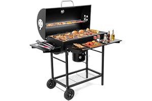 SUNLIFER Charcoal BBQ Grills Outdoor: Spacious Barrel Barbecue Grill with Side Front Table - Premium BBQ Smoker Combo for Backyard Cooking Patio Grilling Tailgating Party Camping Picnic