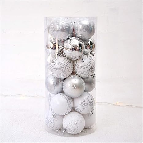 Amazon Co Jp 8センチメートル手クリスマスボールホワイトゴールドレッドミントブルー手作りクリスマスオーナメントパーティーボールクリスマス の飾りホームデコレーションホワイトクリスマスボールを塗装 Color B 24pcs ホーム キッチン