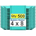 iMBAPrice 4x8 Inches Teal Color Polybubble Bag, 500-Pack Small Size #000 Self Seal Poly Bubble Mailers Padded Packing Envelopes (Total 500 Bags)