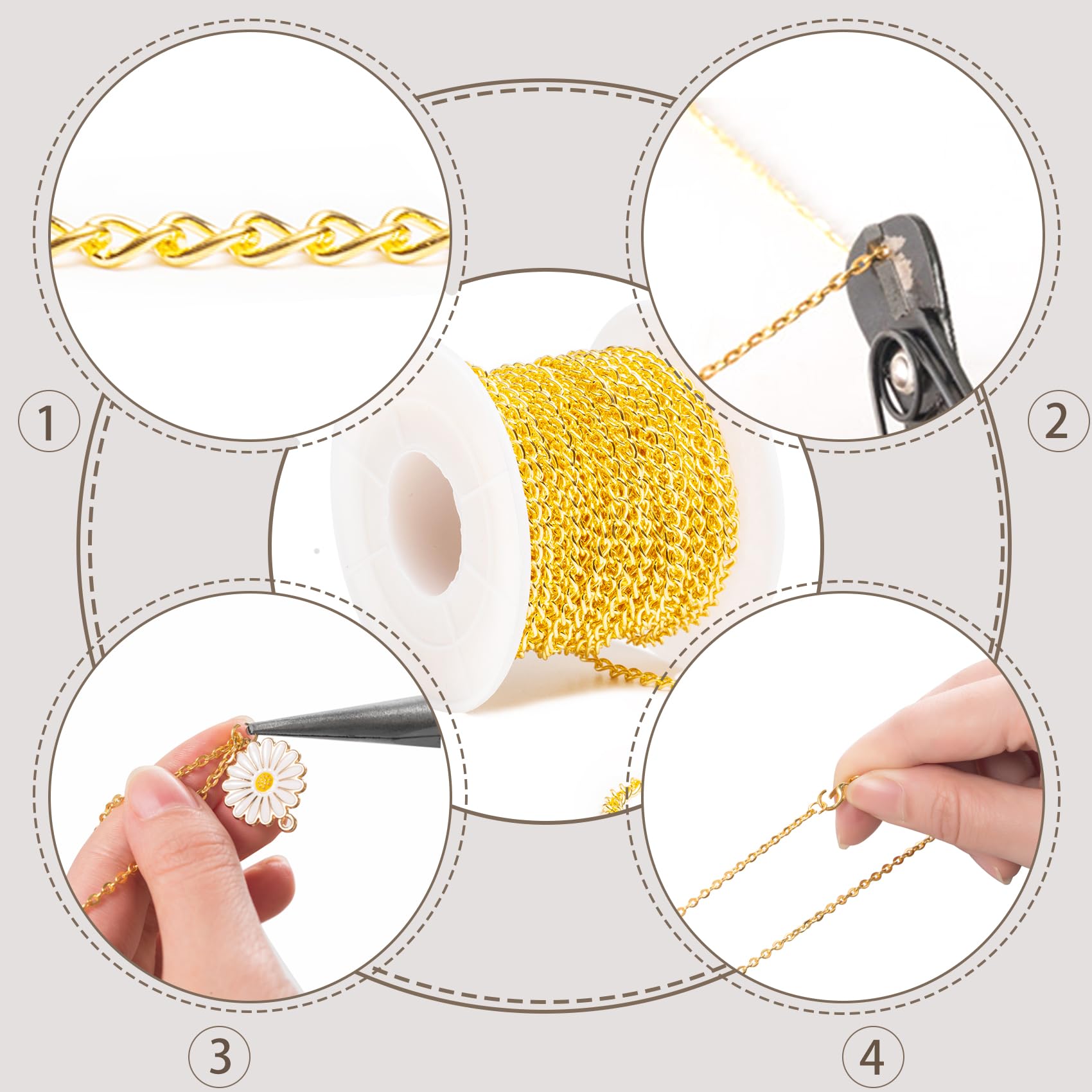 Lemonkey Lemonkey 33 Feet Metal Black Necklace Chains Curb Links Chains Bulk for Jewelry Making DIY Craft Kit with Lobster Clasps Jump Rings