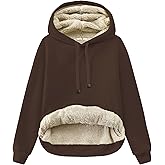 Gesean Women's Sherpa Lined Cotton Pullover Sweatshirts Fleece Hoodies Kangaroo Hooded Pocket for Women