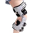 FocuBoody OA Unloader Hinged Knee Brace Support for Osteoarthritis, Rheumatoid Arthritis, Joint Pain | One Size Knee Brace with side stabilizers, Adjustable knee hinged brace (Grey, Left)