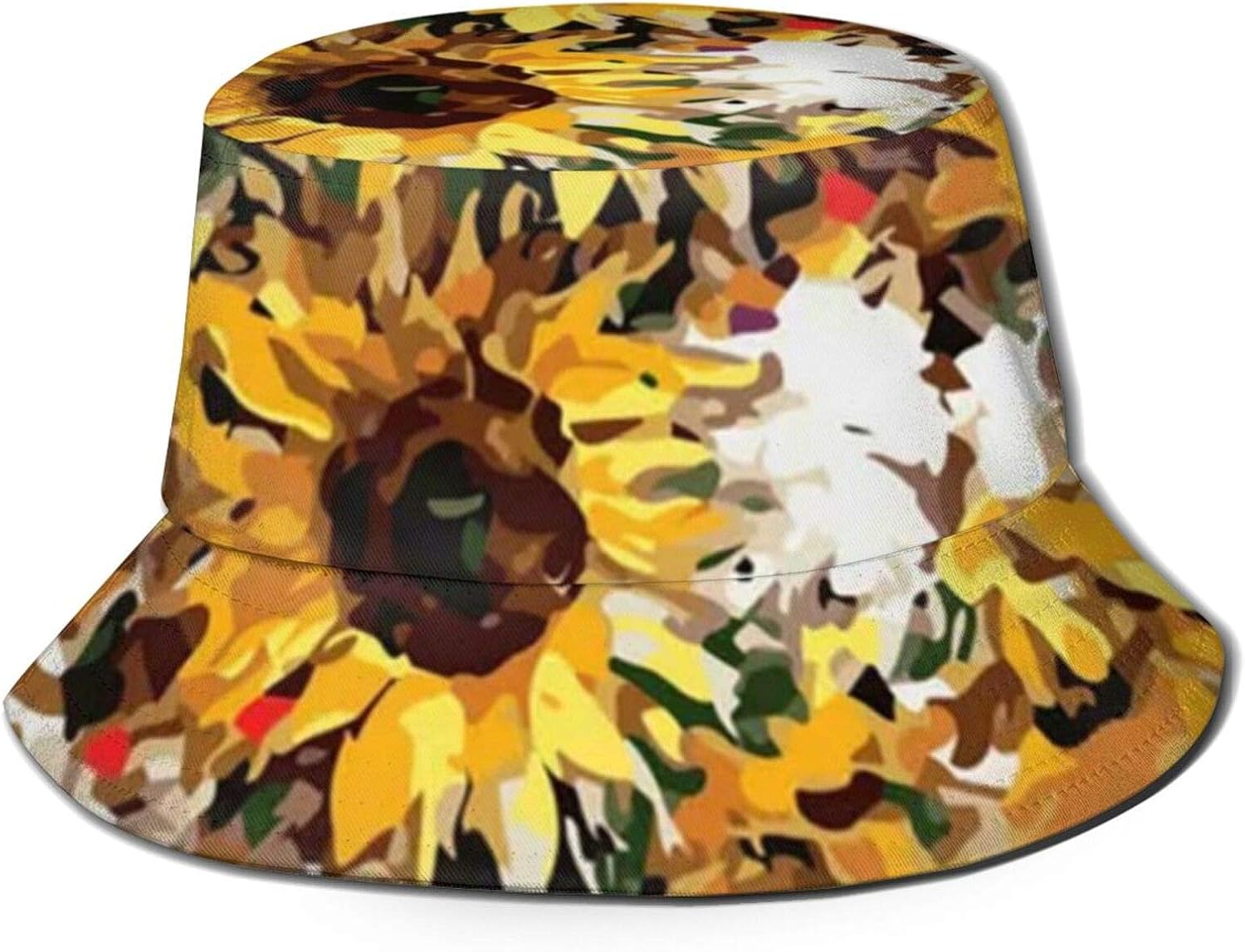 Oil Painting Sunflower Reversible Bucket Hat,Unisex Fisherman Hat