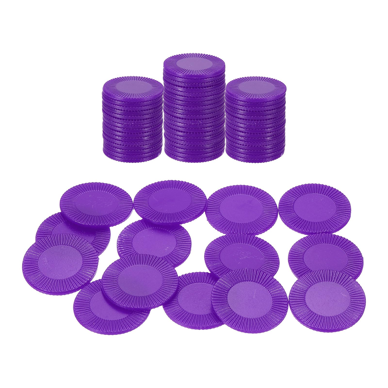 sourcing map 64Pcs Plastic Poker Chips, 1 Inch Mini Bingo Chips Learning Counters Counting Counters Disks Markers Opaque Game Tokens for Game Play Math Counting, Purple, Pattern