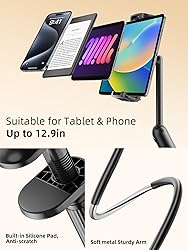 SAIJI Gooseneck Tablet Holder for Bed, One-Hand