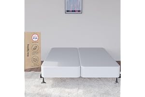 Greaton, 8-Inch Sturdy Box Spring for Mattress Support-Durable and Fully Assembled, Natural Wood Foundation for Queen, White