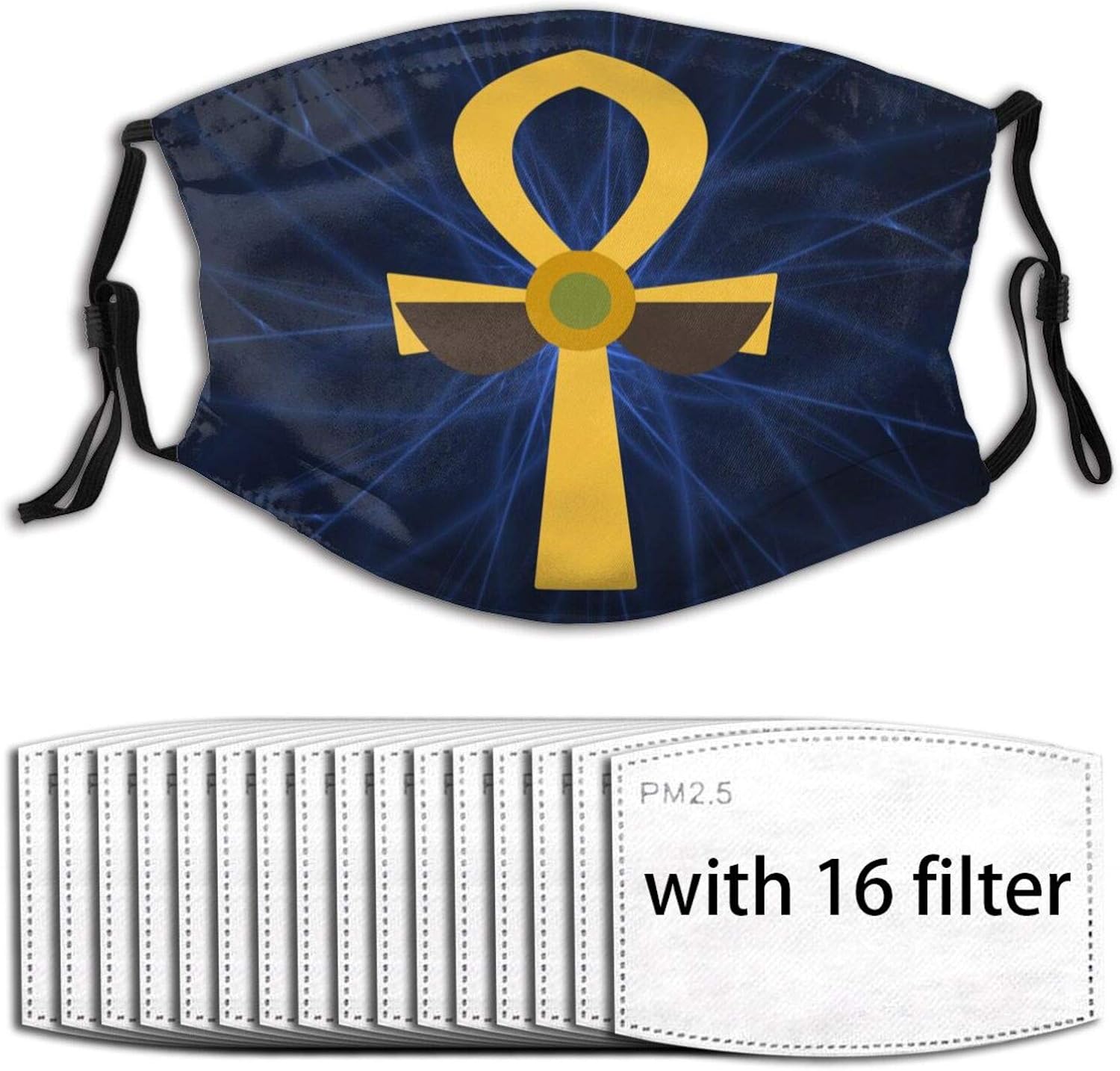 Face Masks Washable Egyptian Ankh Adjustable Face Mask with Replaceable Filter Unisex with 16