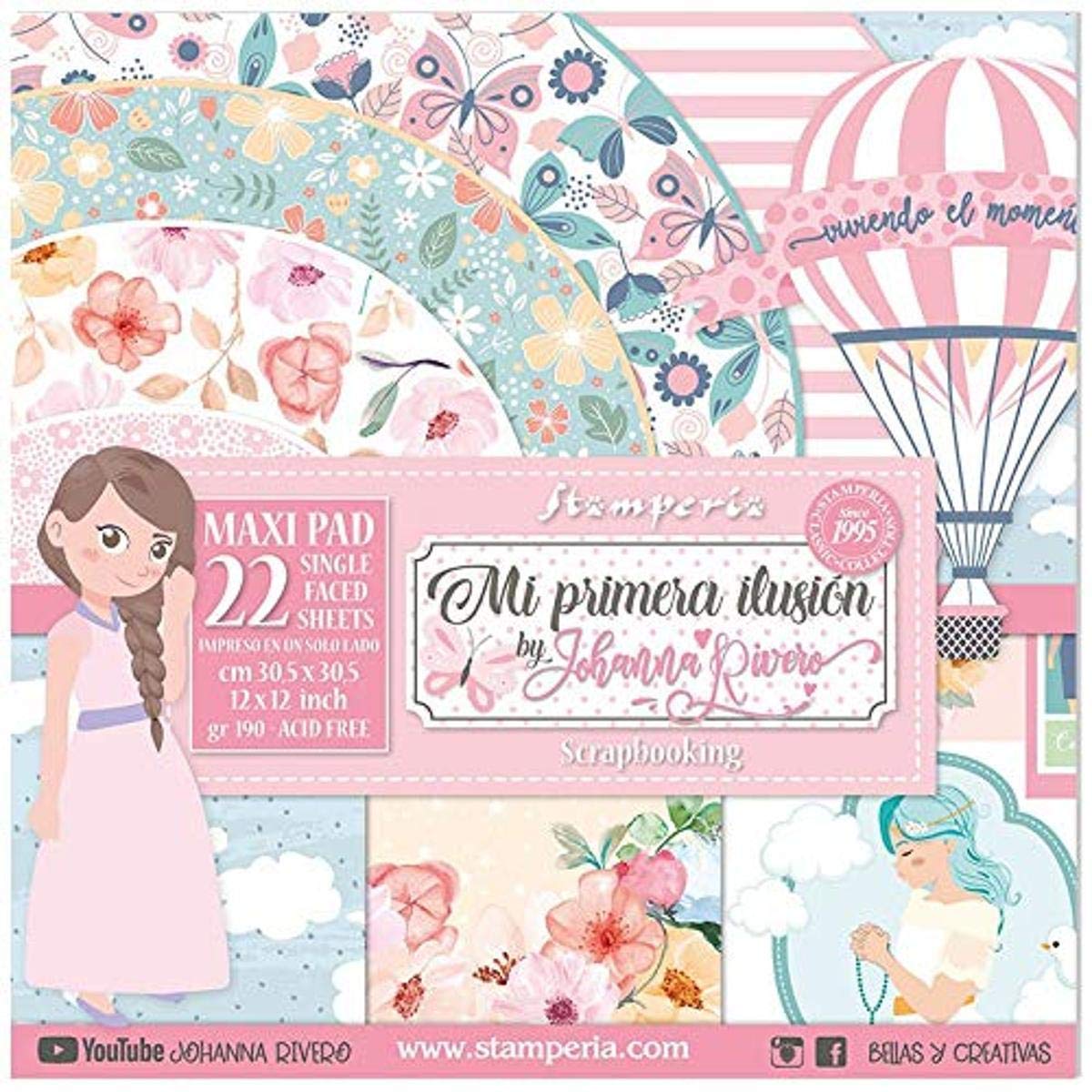 STAMPERIA INTERNATIONAL, KFT Paper PAD 12X12 22PK, Mi Primera Ilusion Nina X Johanna Rivero, One Size