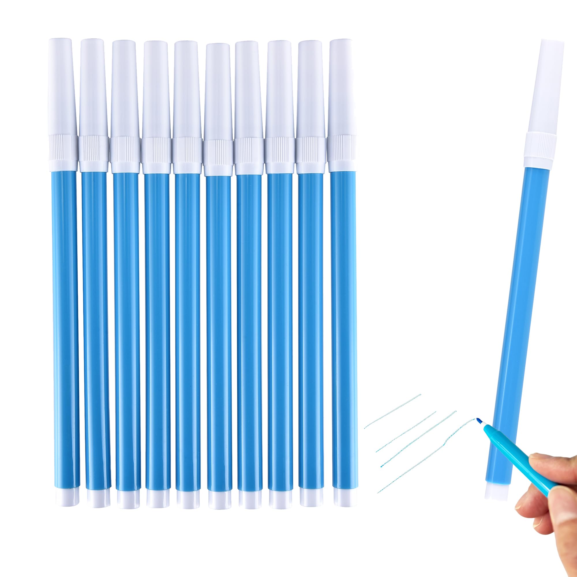 Photo 1 of 10 PCS Blue Washable Fabric Markers for Sewing,Erasable Fabric Marking Sewing Pens for Quilting Embroidery Dressmaking (10)