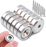 MIN CI 12 Pack Neodymium Magnets 16mm with Countersunk Hole and Screws view 1