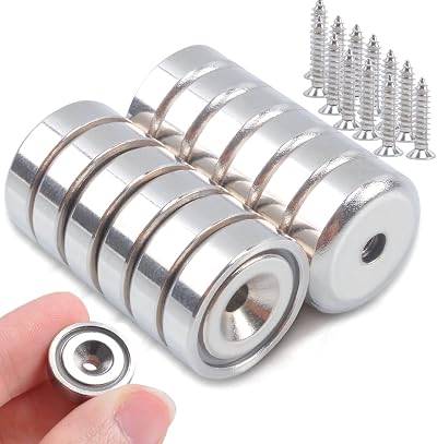 MIN CI 12 Pack Neodymium Magnets 16mm with Countersunk Hole and Screws