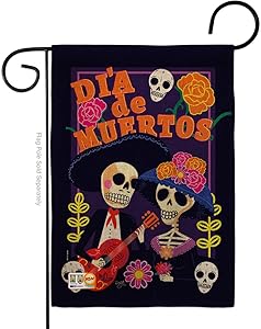Breeze Decor Dia de Muertos Couple Garden Flag Fall Day of Dead Los Fiesta Mexican Party Autumntime House Decoration Banner Small Yard Gift Double-Sided, Thick Burlap, Made in USA