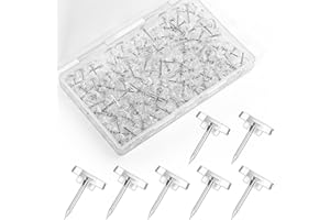 GOOLADA 120Pcs Clear Push Pins, Clear Thumb Tacks for Wall, Flat Push Pins for Bulletin Board, Plastic Wall Tack, Map Pins, T